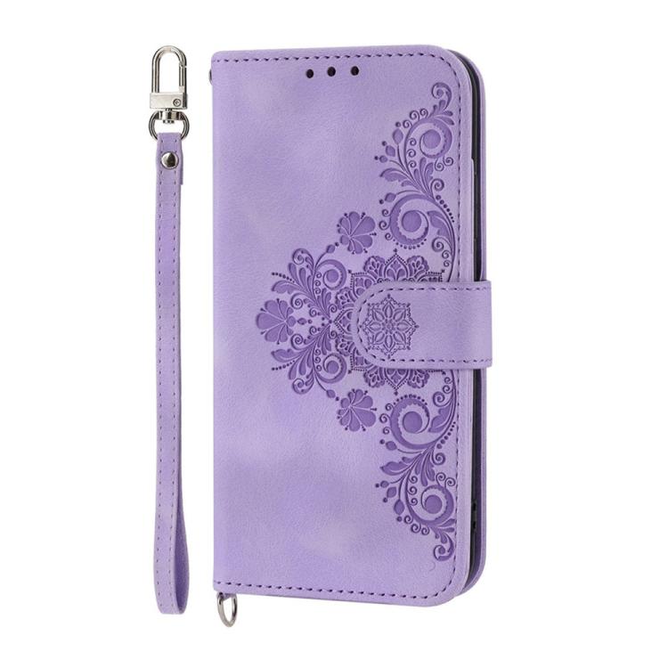 Funda de cuero con relieve floral para Huawei Nova 14 (morado)