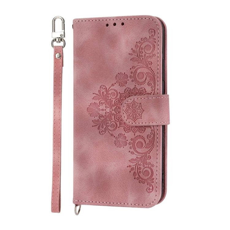 Funda de cuero con relieve floral para Huawei Nova 14 (rosa)