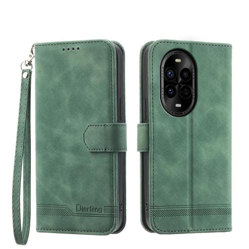 Funda Teléfono Híbrida Cuero Pu y TPU Dierfeng Dream Line para Huawei Nova 13 Pro (Verde)