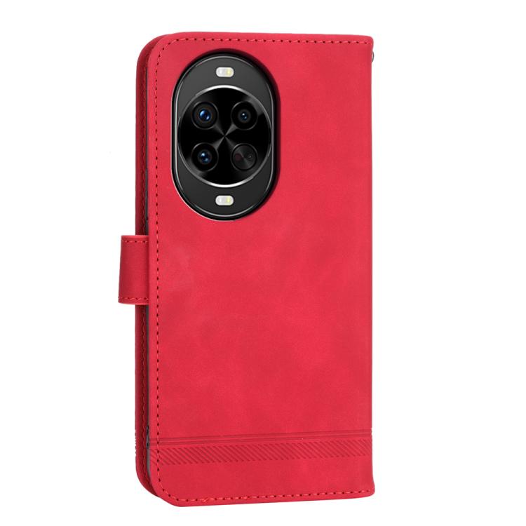 Funda híbrida de TPU y cuero sintético Dierfeng Dream Line para Huawei nova 14 Pro (roja)