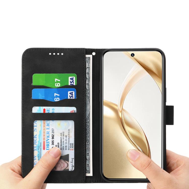 Funda híbrida de TPU y cuero sintético Dierfeng Dream Line para Huawei nova 14 (negra)