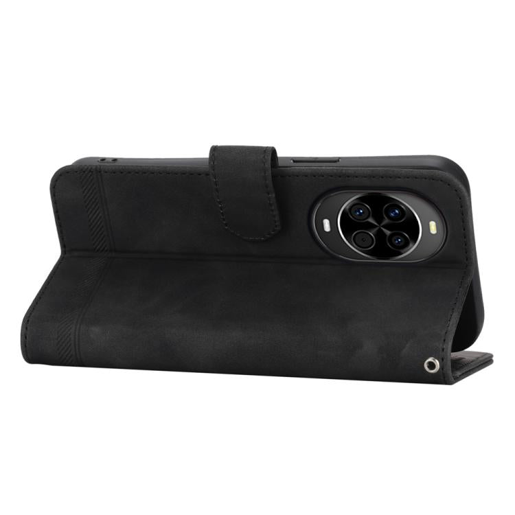 Funda híbrida de TPU y cuero sintético Dierfeng Dream Line para Huawei nova 14 (negra)