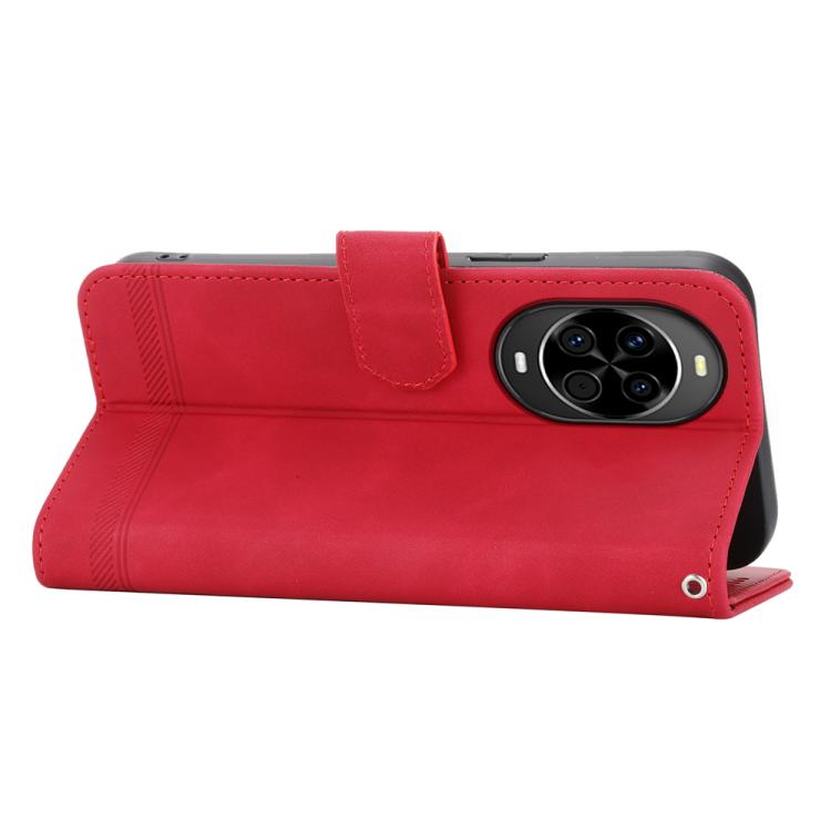 Funda híbrida de TPU y cuero sintético Dierfeng Dream Line para Huawei nova 14 (roja)