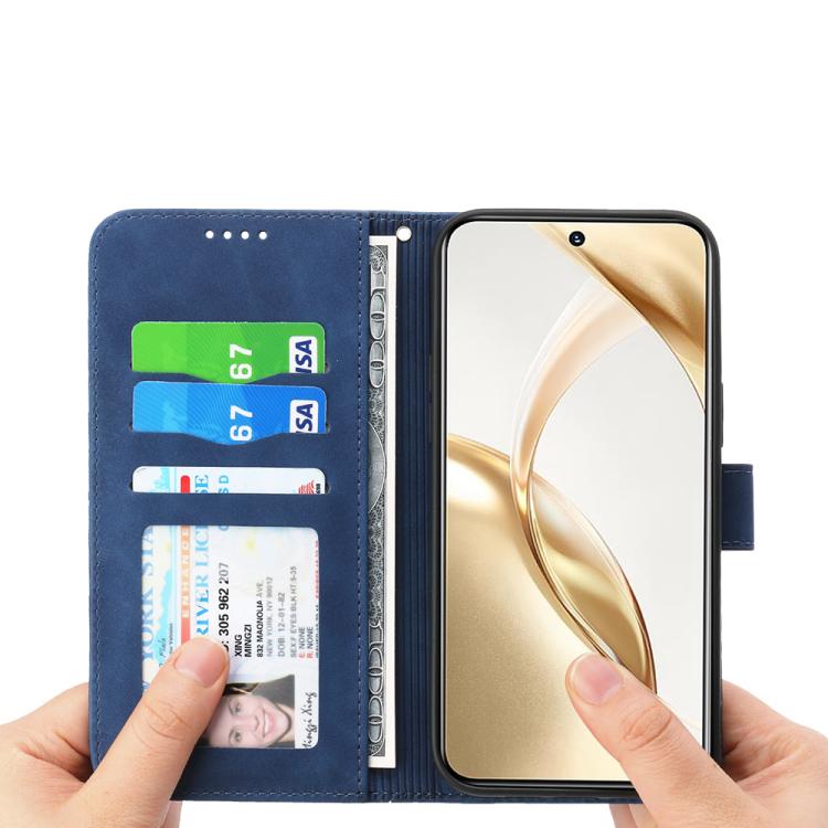 Funda híbrida de TPU y cuero sintético Dierfeng Dream Line para Huawei nova 14 (azul)