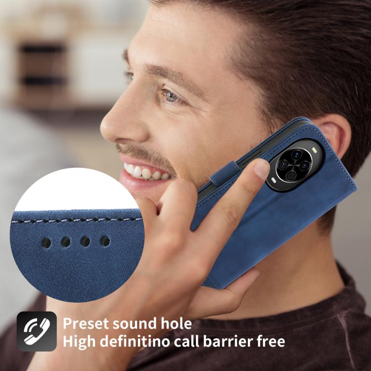 Funda híbrida de TPU y cuero sintético Dierfeng Dream Line para Huawei nova 14 (azul)