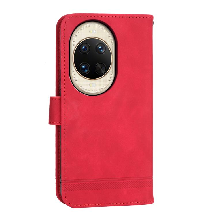 Funda híbrida de TPU y cuero sintético Dierfeng Dream Line para Huawei nova 14 Ultra (roja)
