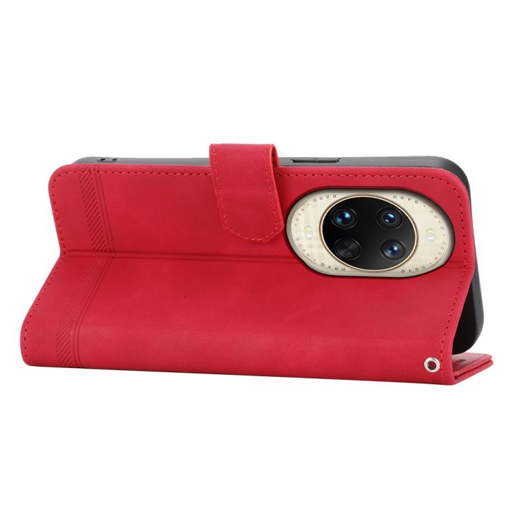 Funda híbrida de TPU y cuero sintético Dierfeng Dream Line para Huawei nova 14 Ultra (roja)