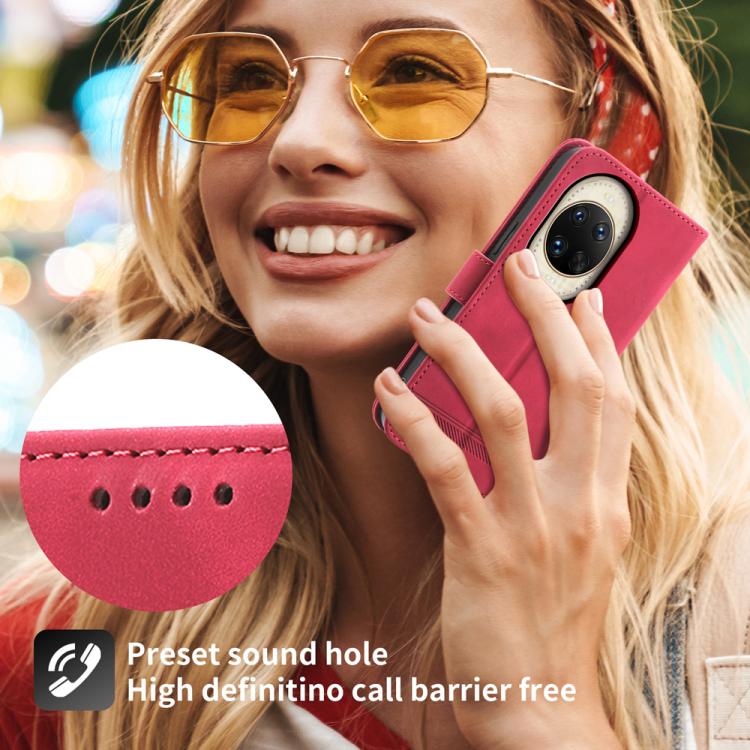 Funda híbrida de TPU y cuero sintético Dierfeng Dream Line para Huawei nova 14 Ultra (roja)