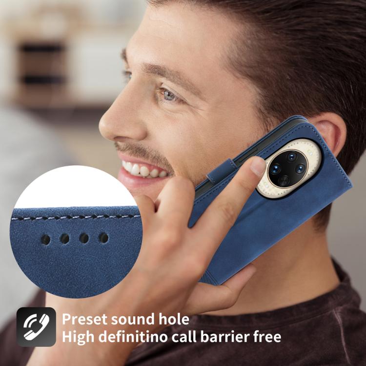 Funda híbrida de TPU y cuero sintético Dierfeng Dream Line para Huawei nova 14 Ultra (azul)