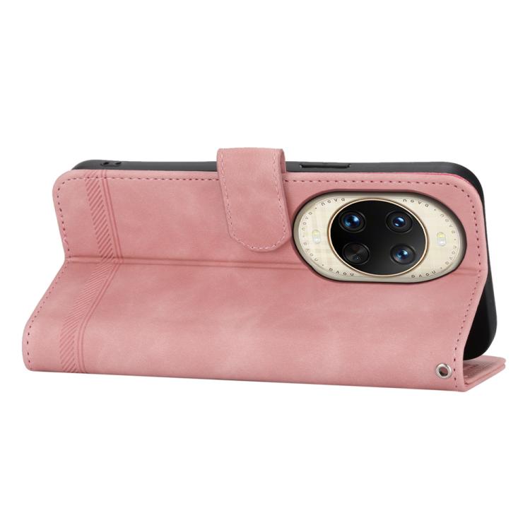 Funda híbrida de TPU y cuero sintético Dierfeng Dream Line para Huawei nova 14 Ultra (rosa)