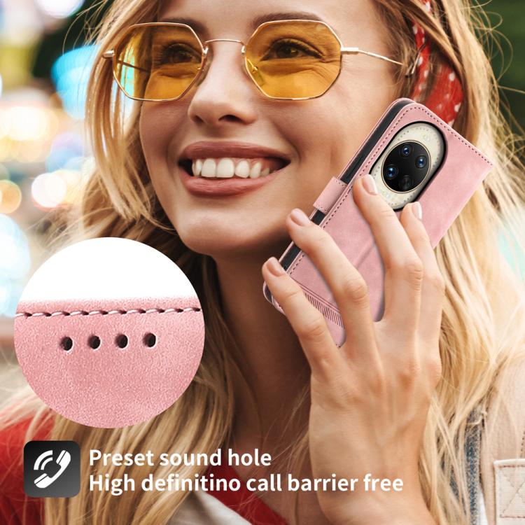 Funda híbrida de TPU y cuero sintético Dierfeng Dream Line para Huawei nova 14 Ultra (rosa)