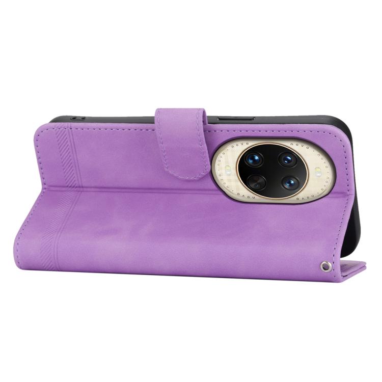 Funda híbrida de TPU y cuero sintético Dierfeng Dream Line para Huawei nova 14 Ultra (morado)