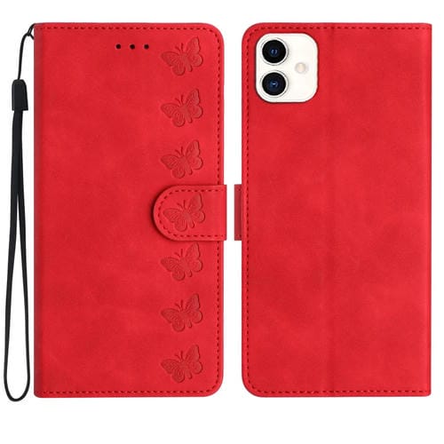 Funda para Teléfono Samsung Galaxy A05 Cuero con Relieve Seven Butterflies (Rojo)
