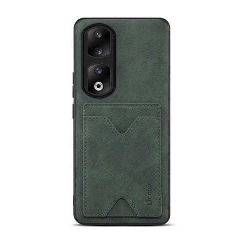 Funda para Teléfono Honor 90 Pro Denior PU Contraportada con Ranura para Tarjeta (Verde)