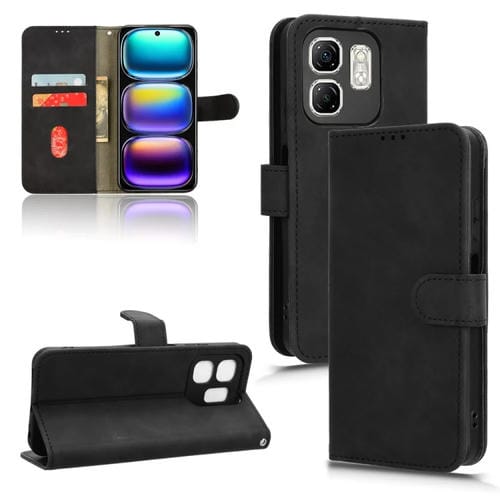 Funda de Cuero con Tapa Magnética para Infinix Hot 50I Smart 9 (Negra)