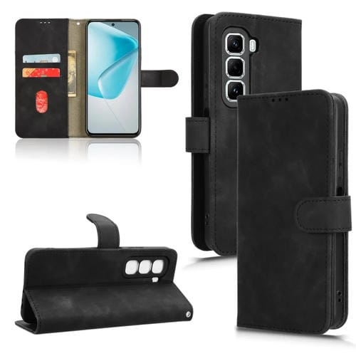 Funda de Cuero con Tapa Magnética para Infinix Hot 50 Pro (Negra)