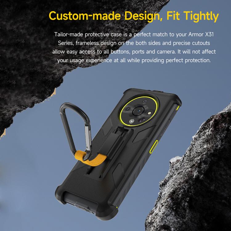 Funda Trasera con Clip y Mosquetón para Ulefone Armor X31 y X31 Pro (Negra)