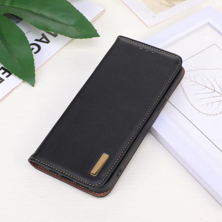 Funda para iPhone 16E Khazneh Nappa con Capa Superior de Piel de Vaca (Negra)