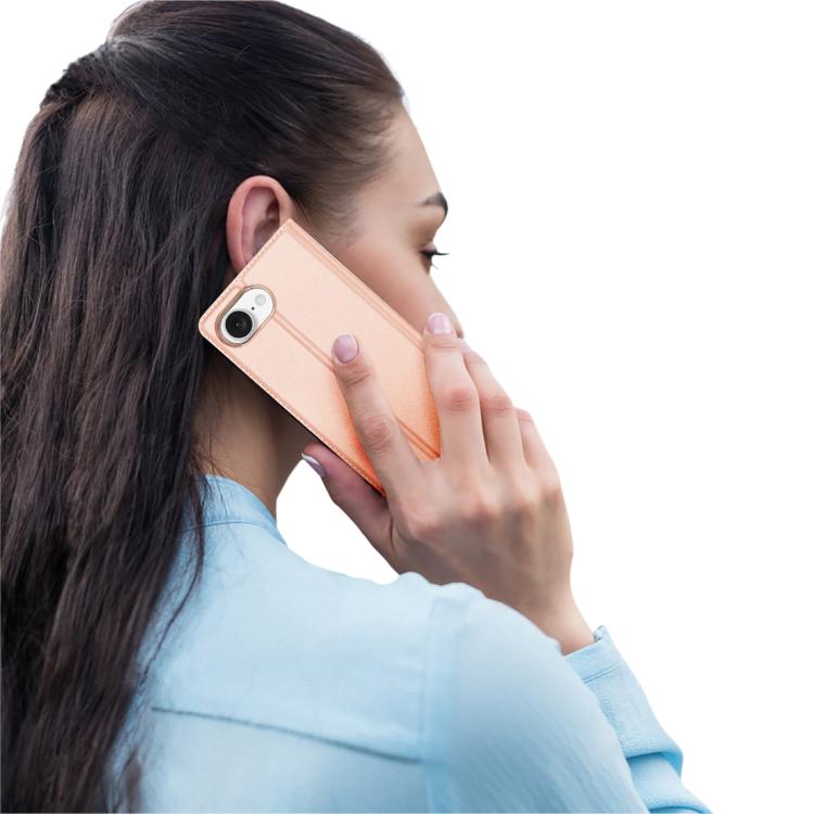 Funda de Cuero con Tapa Dux Ducis Skin Pro Series para iPhone 16E (Oro Rosa)