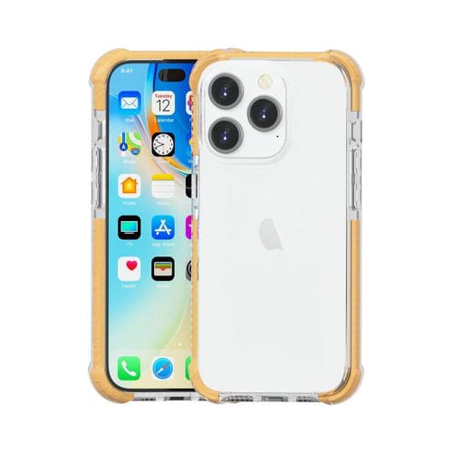 Funda híbrida de acrílico TPU a prueba de golpes con cuatro esquinas para iPhone 15 Pro (dorada)