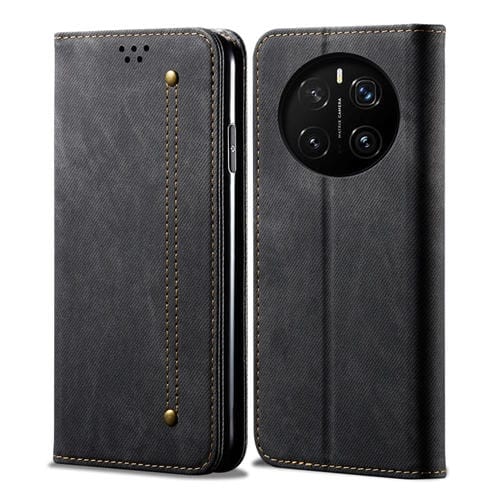 Funda de Cuero con Tapa y Textura Vaquera para Honor Magic7 (Negro)