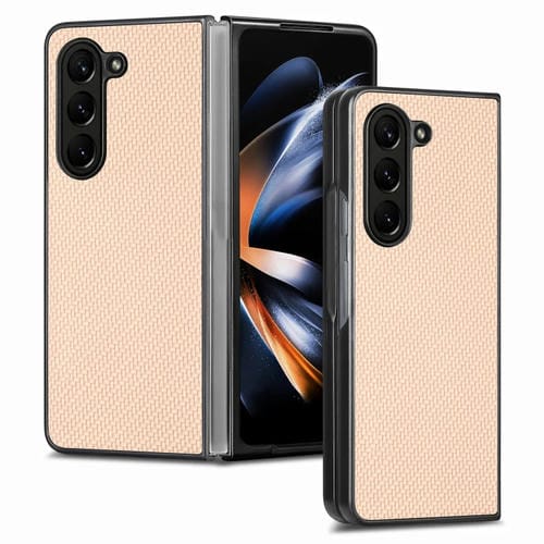 Funda de teléfono Samsung Galaxy Z Fold5 Textura de fibra de carbono (Albaricoque)