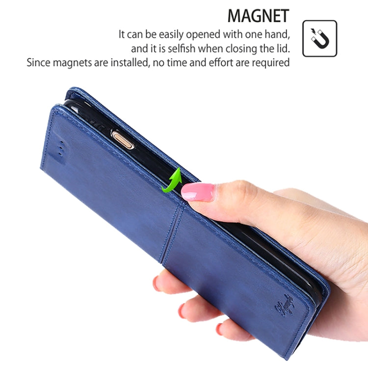 Funda de Cuero Magnética Textura de Vaca para TCL 50 Xl (Azul)