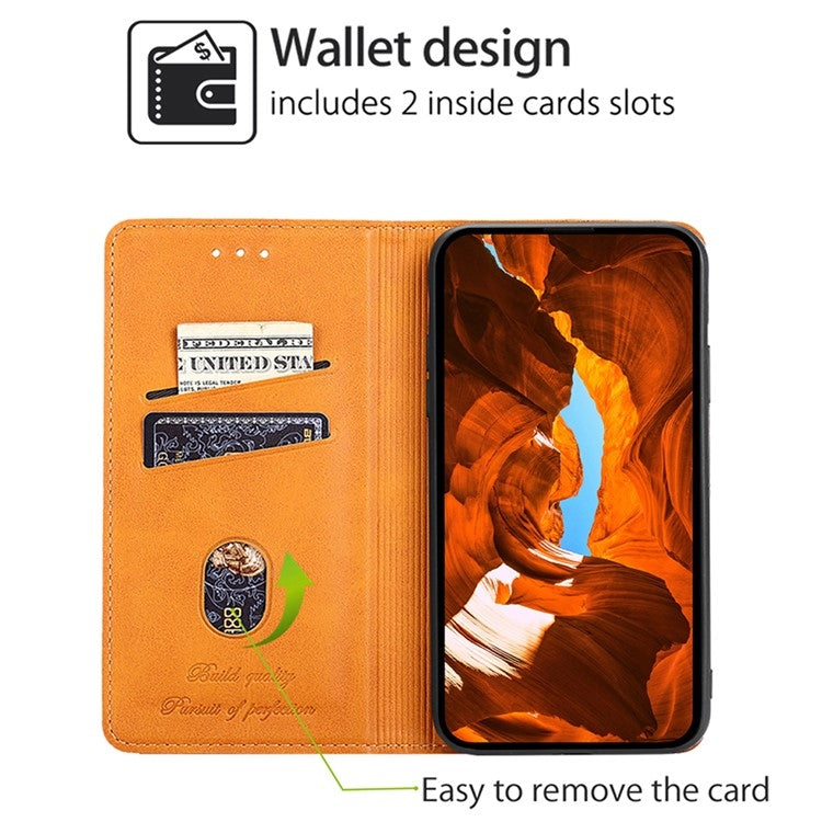 Funda de Cuero Magnética con Textura de Vaca para Teléfono TCL 502 (Marrón Claro)