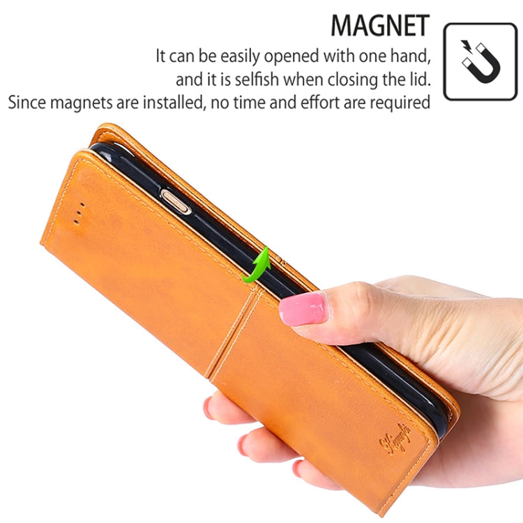 Funda de Cuero Magnética con Textura de Vaca para Teléfono TCL 502 (Marrón Claro)
