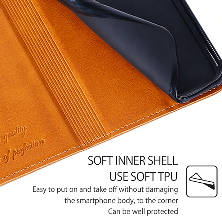 Funda de Cuero Magnética con Textura de Vaca para Teléfono TCL 502 (Marrón Claro)