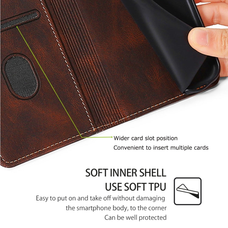 Funda de Cuero con Hebilla Magnética para Teléfono TCL 50 5G (Marrón)