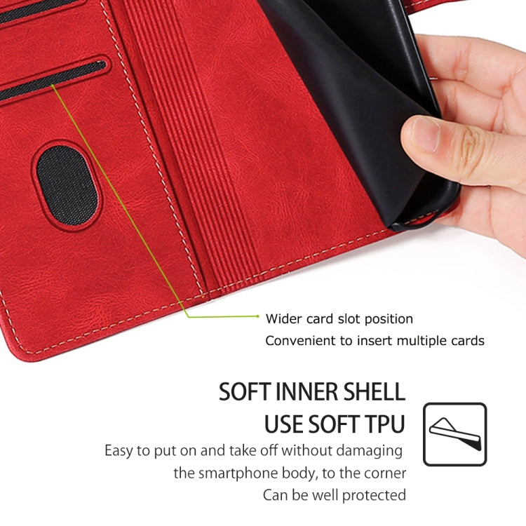 Funda de Cuero con Hebilla Magnética para TCL 50 5G (Rojo)
