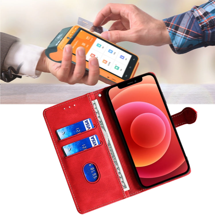 Funda de Cuero con Hebilla Magnética para TCL 50 XL (Rojo)