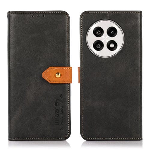 Funda de Cuero con Tapa para OnePlus 13R Global Khazneh con Textura Piel de Vaca (Negra)