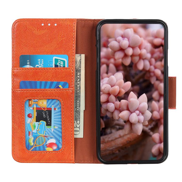 Funda de Cuero Textura Nappa para OnePlus 13R Global (Naranja)