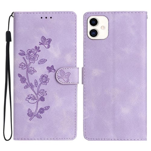 Funda para Teléfono Samsung Galaxy A05 Cuero Patrón Mariposas y Flores (Púrpura)