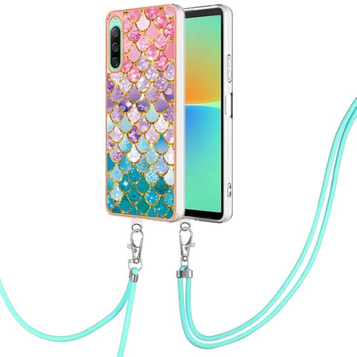 Funda TPU para Sony Xperia 10 IV con Cordón y Galvanoplastia IMD (Escamas de Colores)