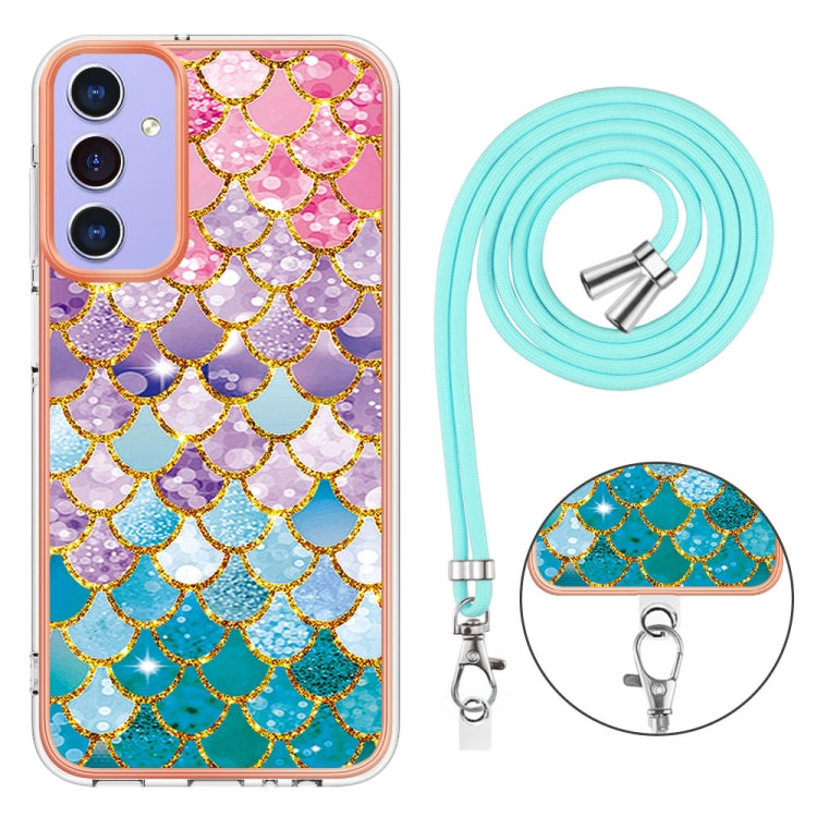 Caja de Teléfono Samsung Galaxy A15 5G Imd TPU Galvanoplastia con Cordón (Escamas de Colores)