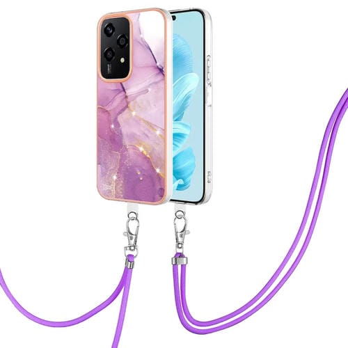 Funda para Teléfono Honor 200 Lite con IMD Doble Cara, Galvanoplastia Global y Cordón (Morado)