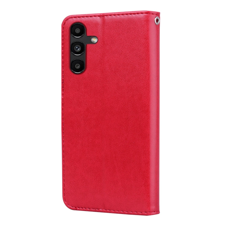 Funda para Teléfono Samsung Galaxy M34 5G Cuero Pu con Tapa en Relieve (Rojo)
