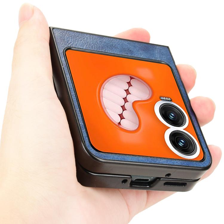 Funda Trasera para Tecno Phantom V Flip2 con Estampado de Vaca (Azul)