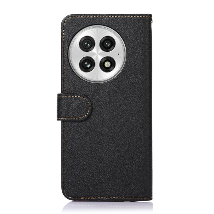 Funda de Cuero Khazneh Rfid con Textura de Lichi para OnePlus Nord 13 (Negra)
