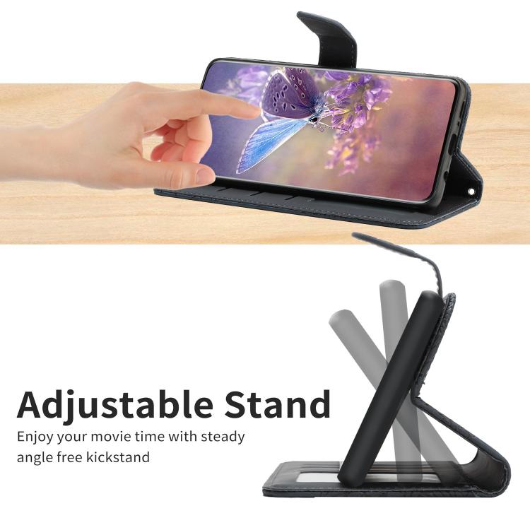 Funda de Cuero con Relieve Peonía y Mariposa para OnePlus 13R (Negro)