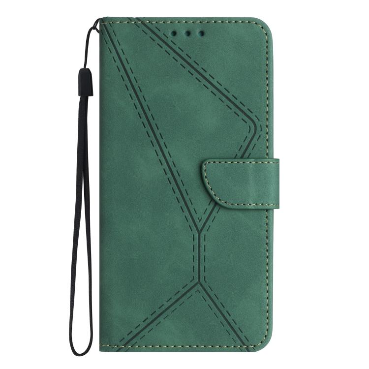 Funda de Cuero con Relieve y Costuras para OnePlus 13 (Verde)