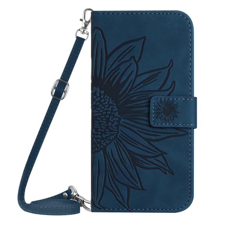 Funda de Cuero con Relieve Girasol para OnePlus 13 (Azul Tinta)