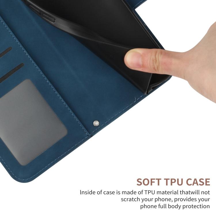 Funda de Cuero con Relieve Girasol para OnePlus 13 (Azul Tinta)