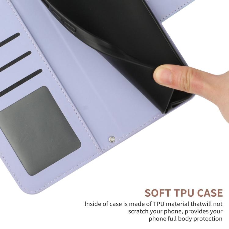 Funda de Piel con Relieve de Girasol y Cordón para OnePlus 13R (Morado)