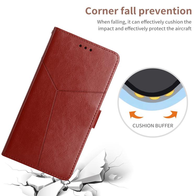 Funda de Cuero con Tapa y Patrón en Forma de y para OnePlus 13 (Marrón)