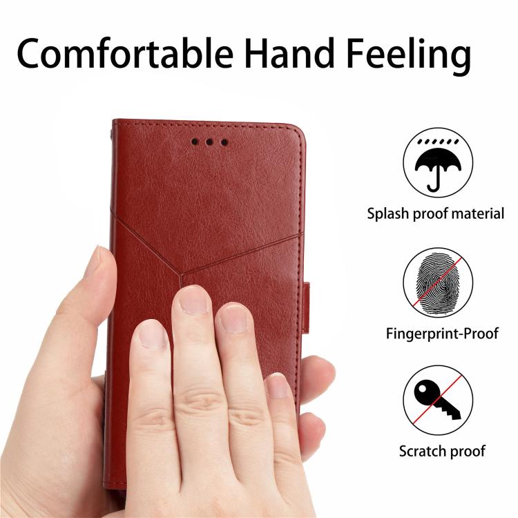 Funda de Cuero con Tapa y Patrón en Forma de y para OnePlus 13 (Marrón)