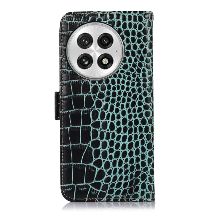 Funda para Teléfono OnePlus Nord 13 con Piel de Vaca y Cocodrilo (Verde)